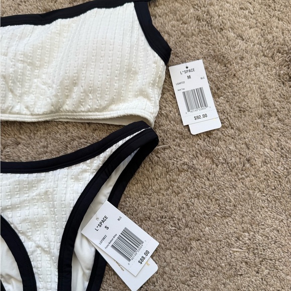 L*Space Textured White and Black Bikini Set - Picture 4 of 8